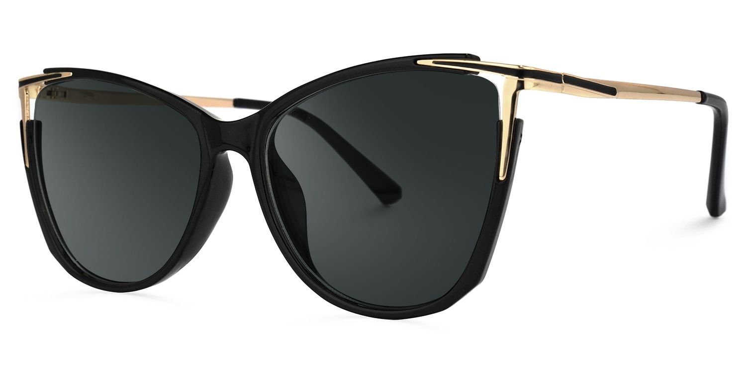 Yomary Black Frame Sunglasses with Cat Eye Style | ZEELOOL CA1