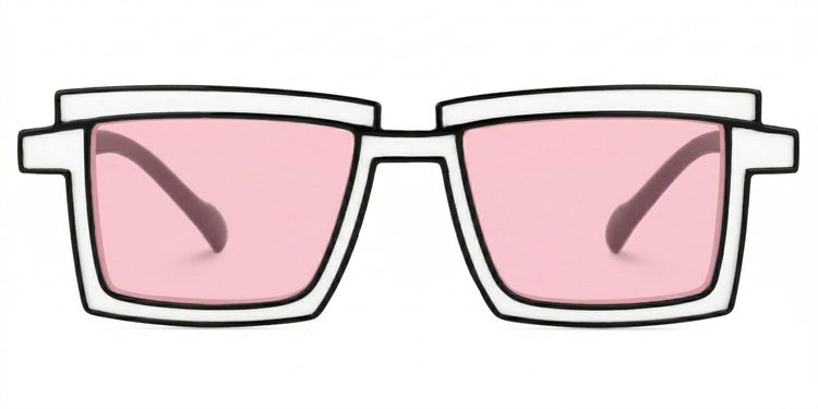 Zephyr White Rectangle Sunglasses
