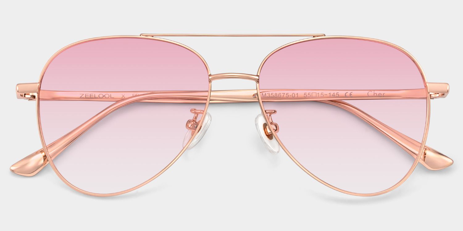 Cher Metal Rose Gold Frame Sunglasses | ZEELOOL CA2