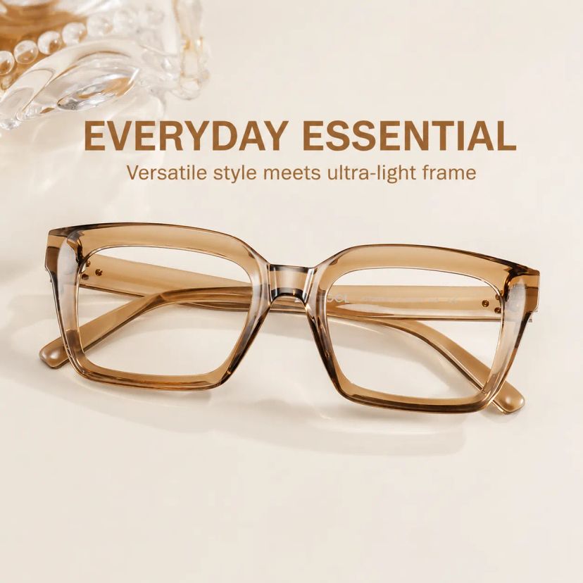 Grover Beige Rectangle Glasses