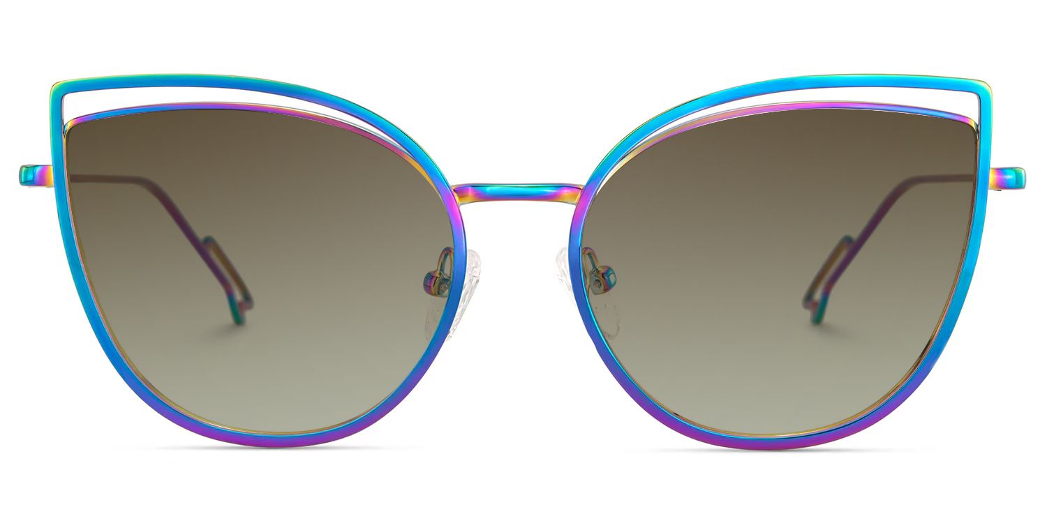 Spivey Iridescent Frame Sunglasses with Cat Eye Style | ZEELOOL CA0