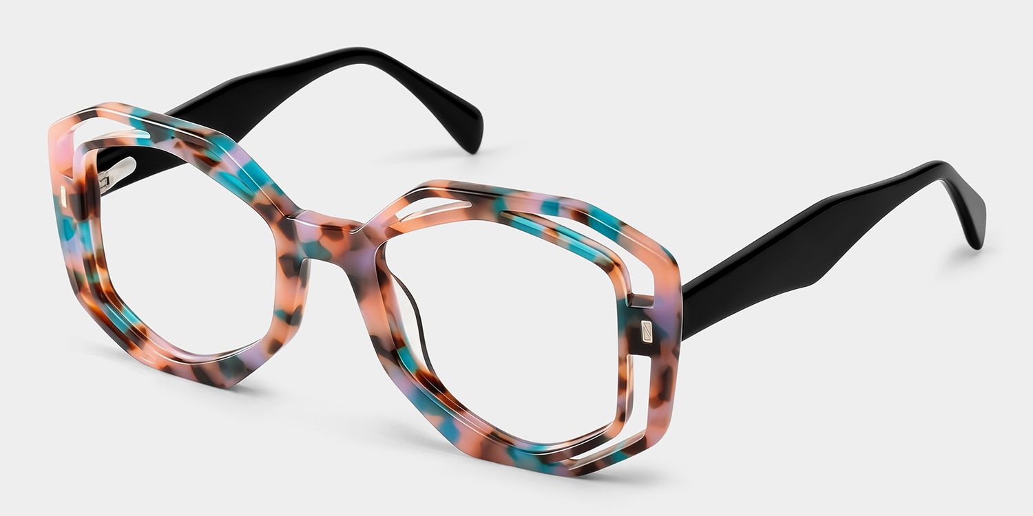 Bobbie Geometric Pink-Tortoise Eyeglass Frames | ZEELOOL3