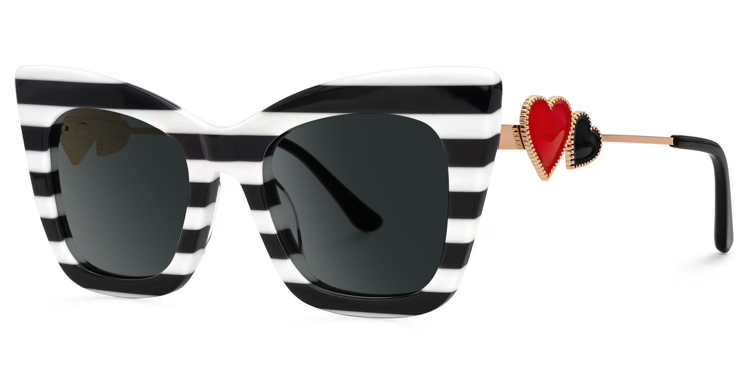 Cagle Cat Eye Black-White Full Rim Sunglasses | ZEELOOL CA1