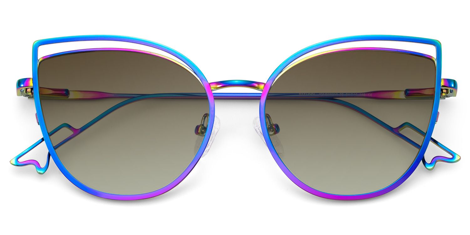 Spivey Iridescent Frame Sunglasses with Cat Eye Style | ZEELOOL CA1