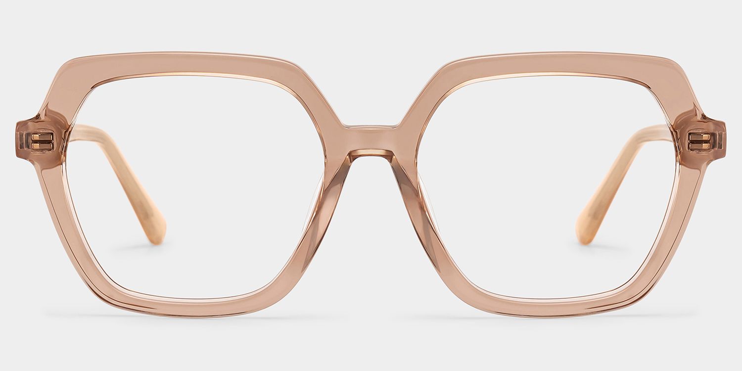 Devon Geometric Clear Beige Glasses with Sparkling Grey Orange Frame| ZEELOOL0