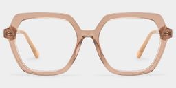 Devon Beige Geometric Glasses0