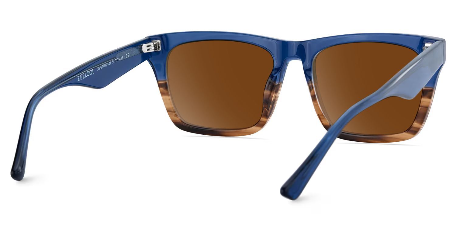 Brookins Rectangle Sunglasses with Acetate Blue Brown Frames | ZEELOOL CA4