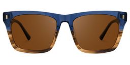 Brookins Blue Brown Rectangle Sunglasses0
