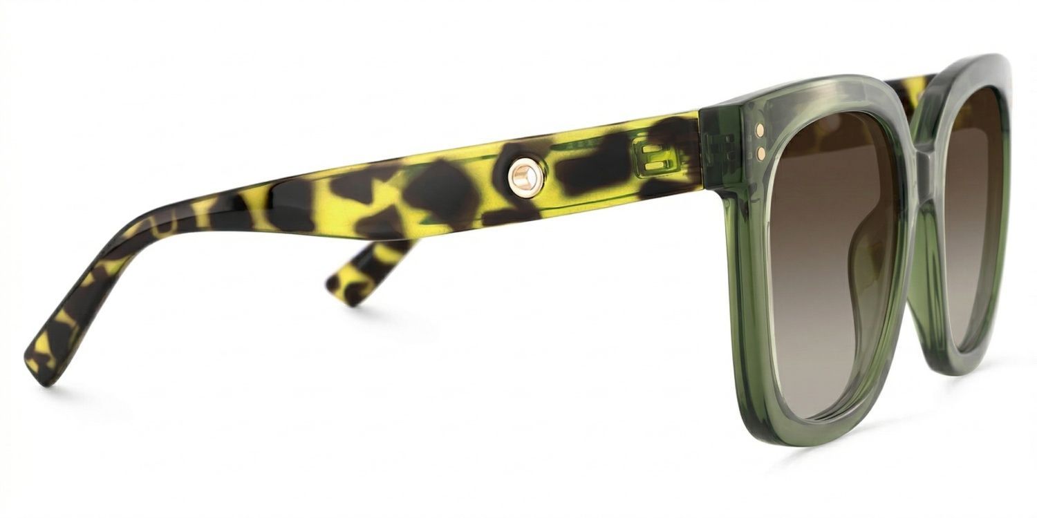 Ebony Green Tortoise Square Polarized Sunglasses for Driving | ZEELOOL CA3