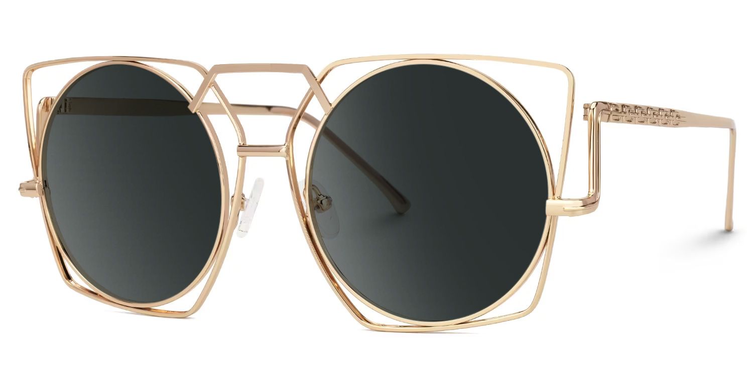 Ybarra Geometric Sunglasses with Metal Gold Frames | ZEELOOL CA1