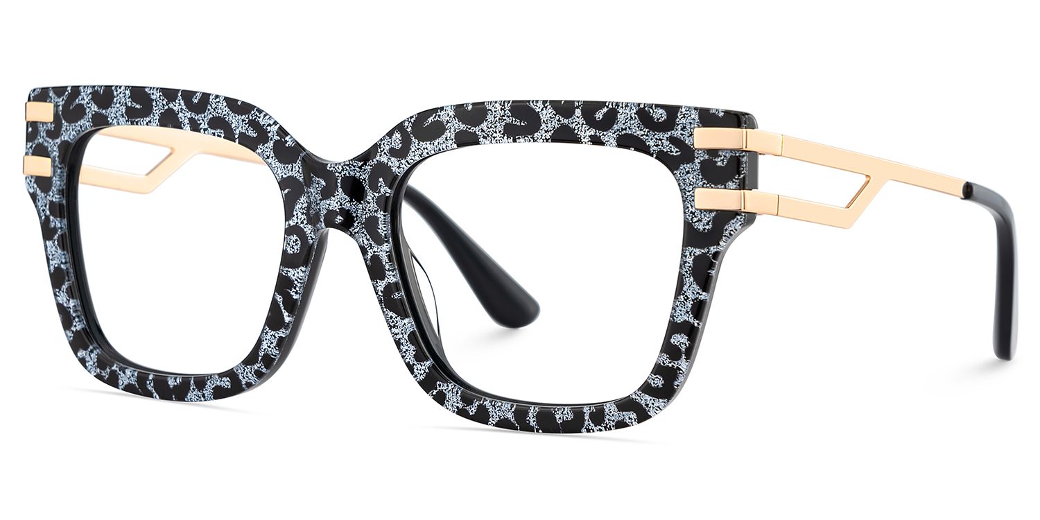 Square Cat-Eye Glasses With Gray Leopard3