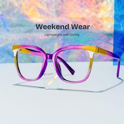 Leo Pink Purple Square Glasses0