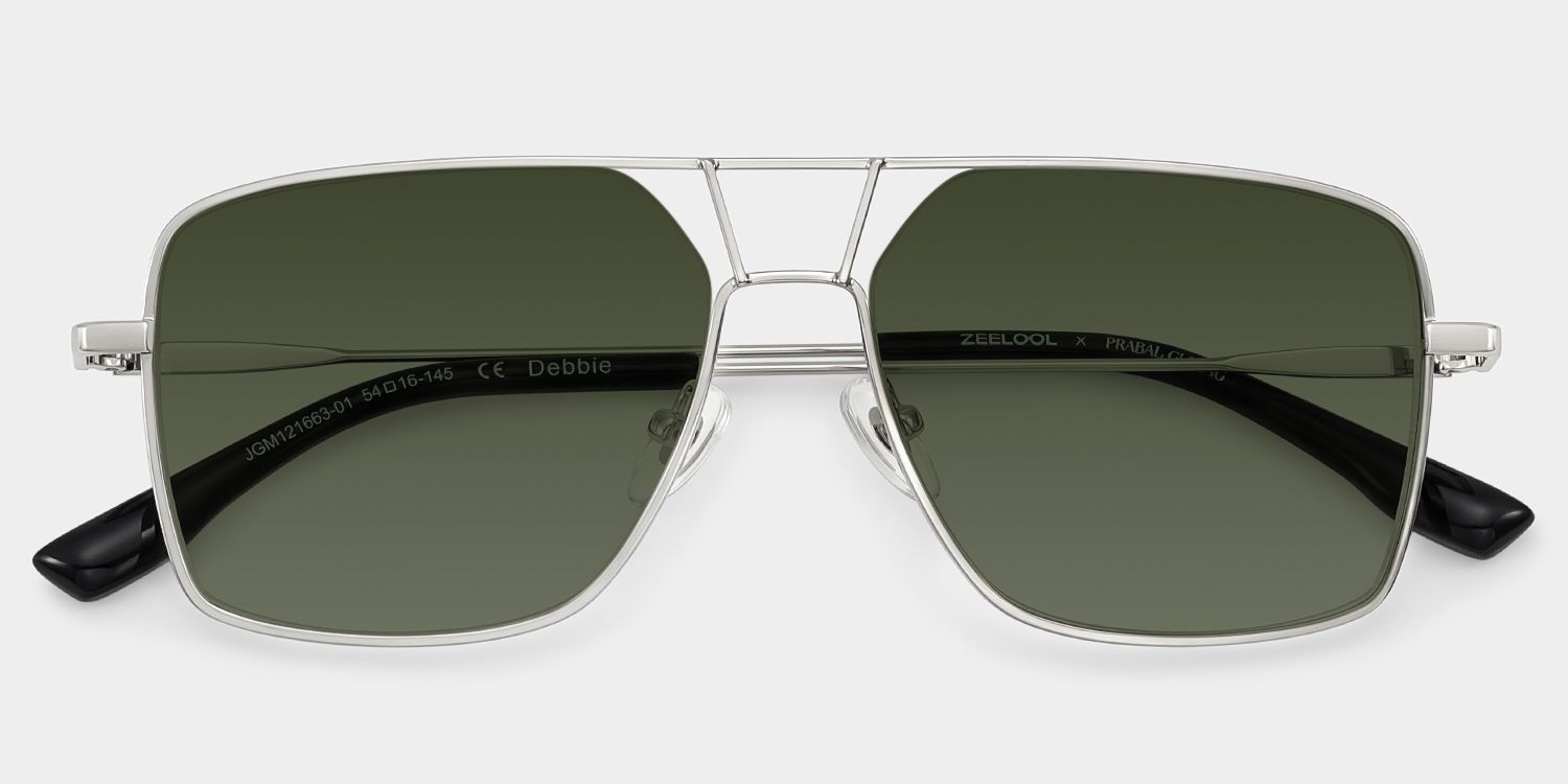 Debbie Aviator Silver Semi Rim Sunglasses | ZEELOOL CA2