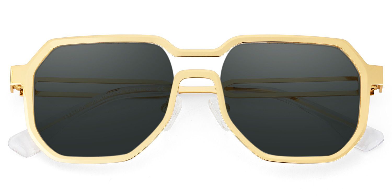 Hype Gold Frame Sunglasses with Geometric Style | ZEELOOL CA2