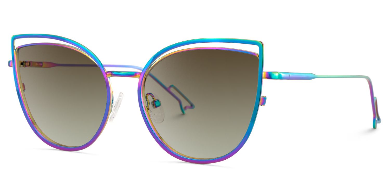 Spivey Iridescent Frame Sunglasses with Cat Eye Style | ZEELOOL CA2