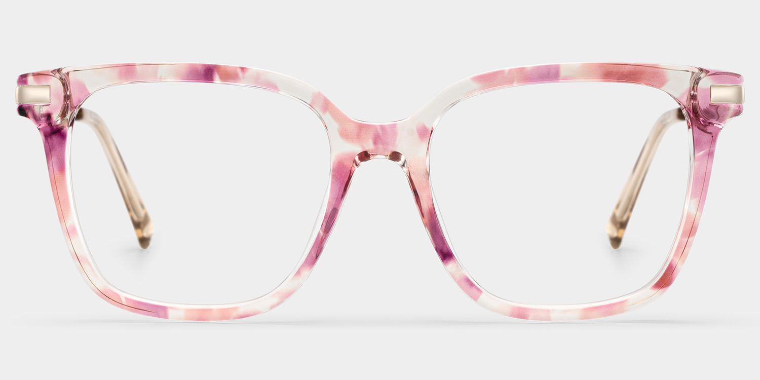 Jacqui Pink Flower Tortoise Square Glasses Frames | ZEELOOL1