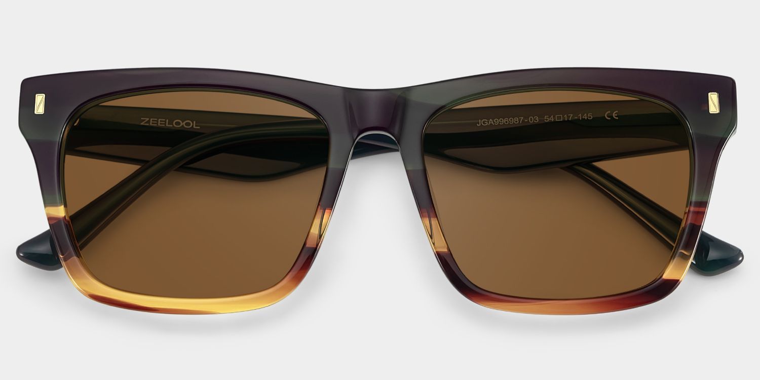 Brookins Rectangle Sunglasses with Acetate Multicolor Frames | ZEELOOL CA1