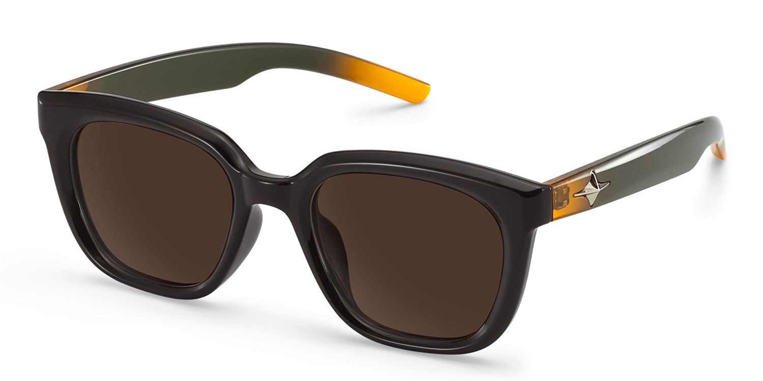 Lyric Black Yellow Rectangle Polarized Sunglasses for Driving | ZEELOOL CA2