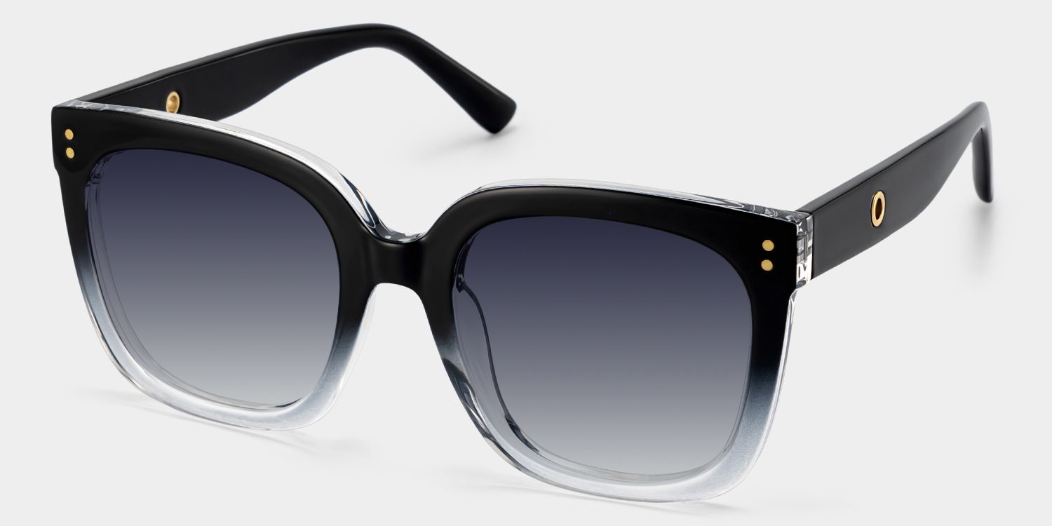 Ebony Black Clear Frame Sunglasses with Square Style | ZEELOOL CA2