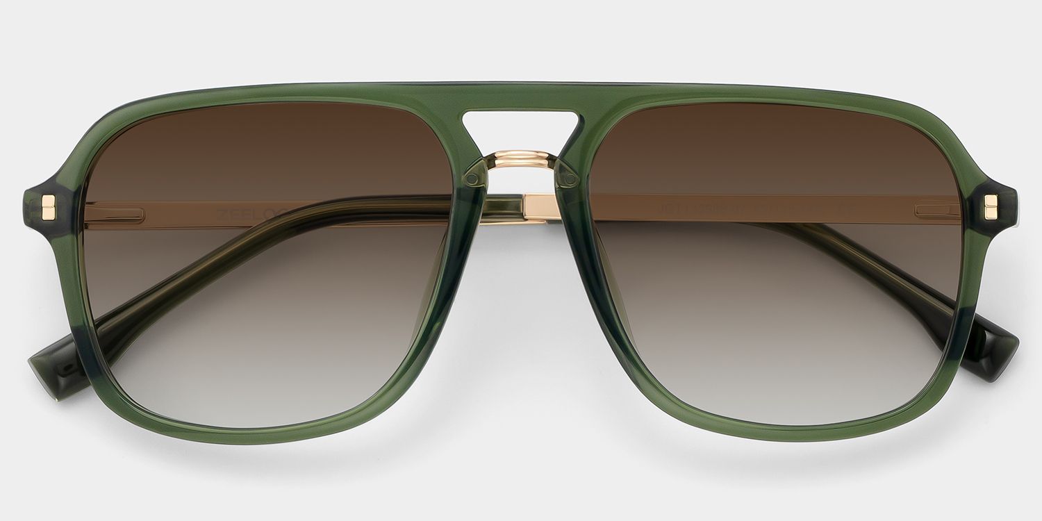 Kilworth Green Frame Sunglasses with Aviator Style | ZEELOOL CA1