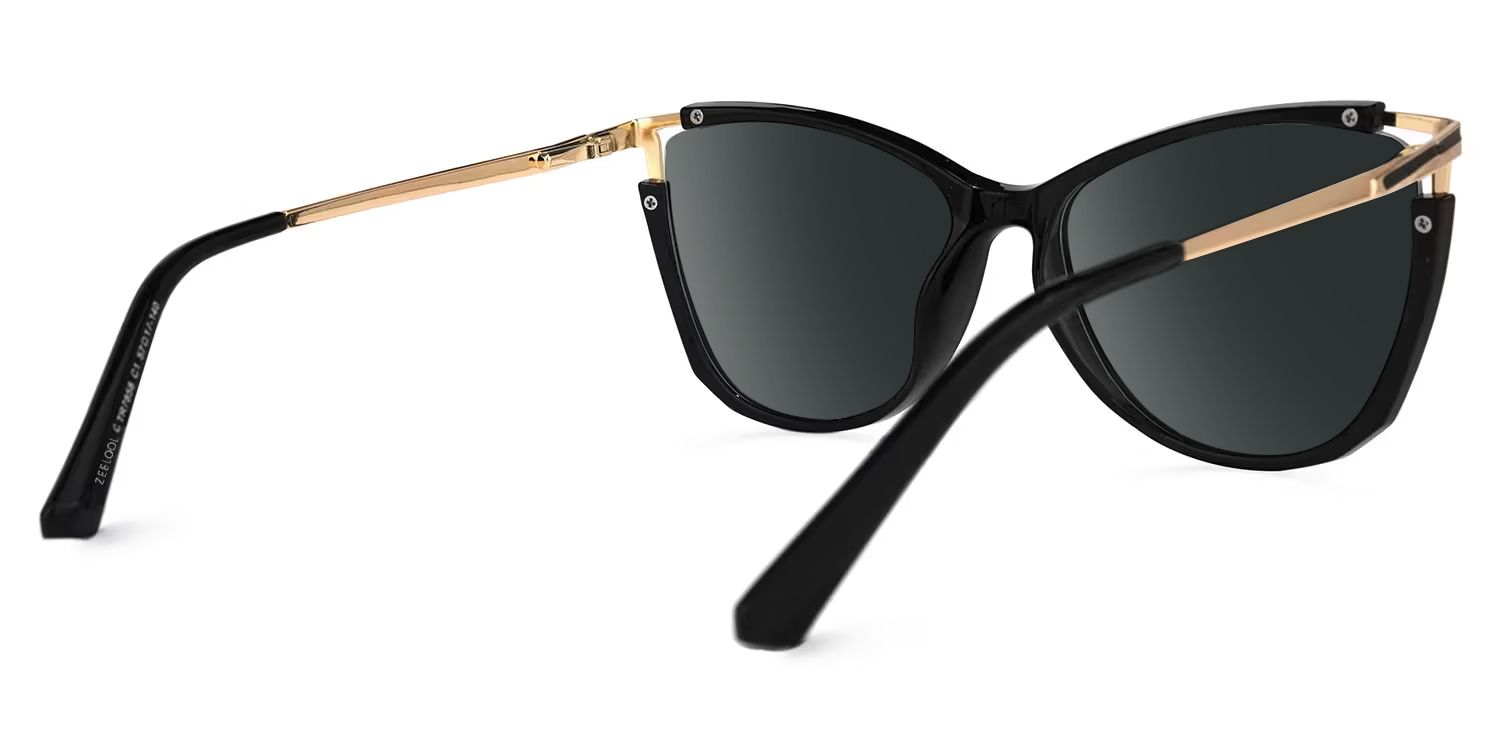 Yomary Black Frame Sunglasses with Cat Eye Style | ZEELOOL CA3