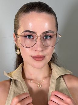 Celena Rose-Gold Round Glasses5
