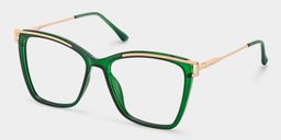 Krystle Green Square Glasses2