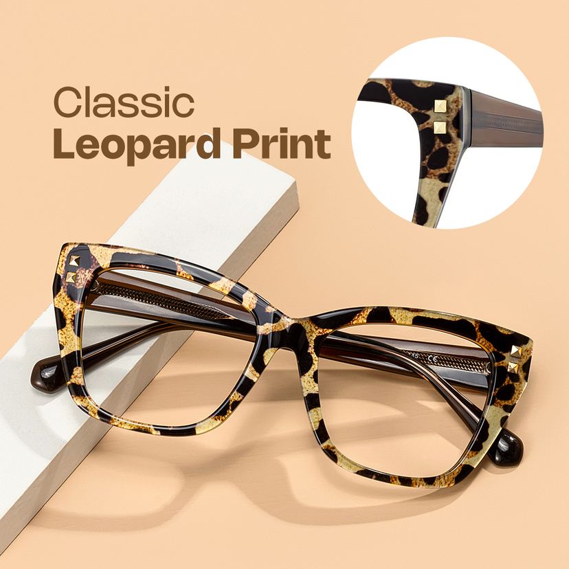 Tessia Brown Leopard Square Glasses