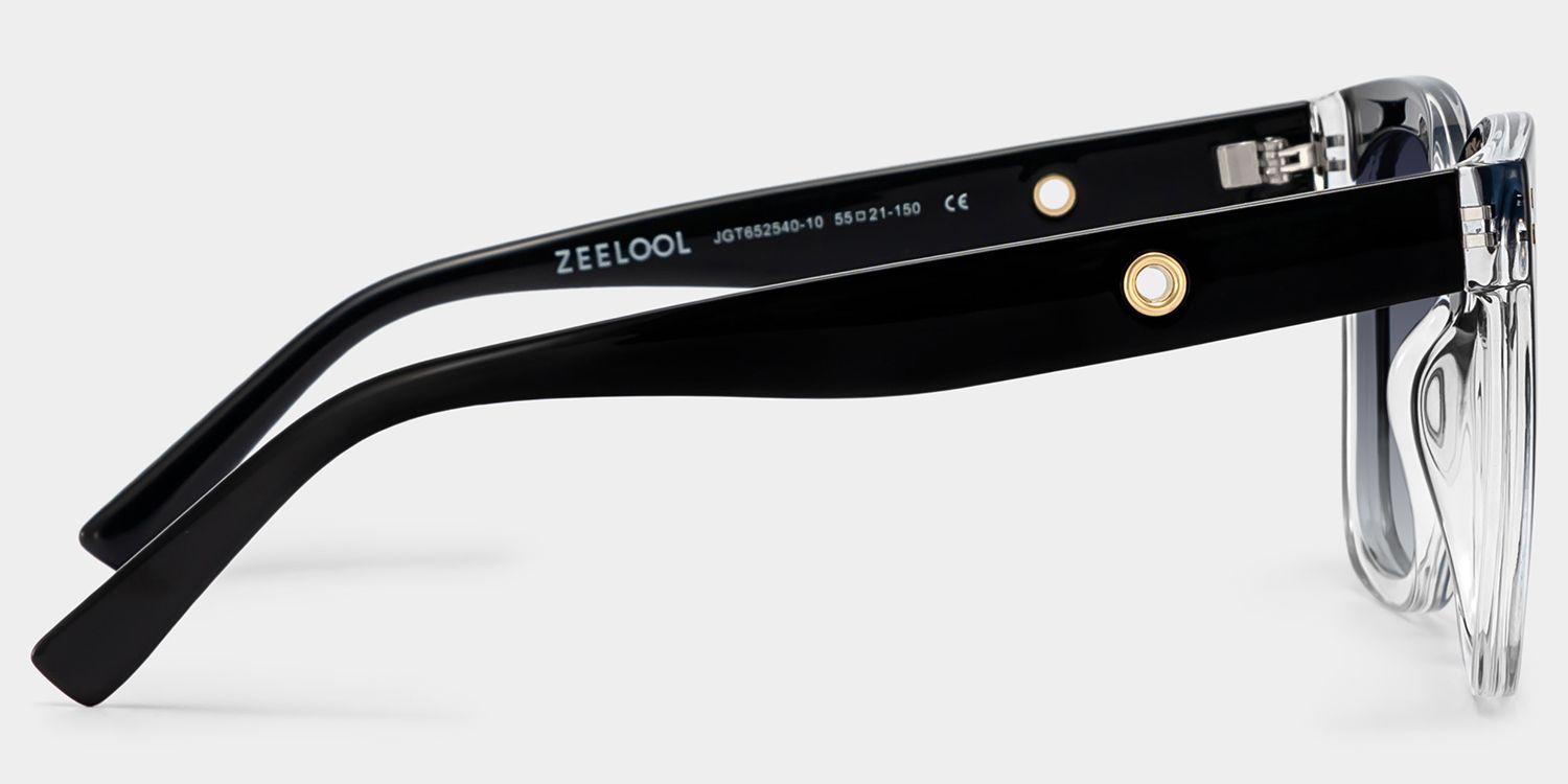 Ebony Black Clear Frame Sunglasses with Square Style | ZEELOOL CA3