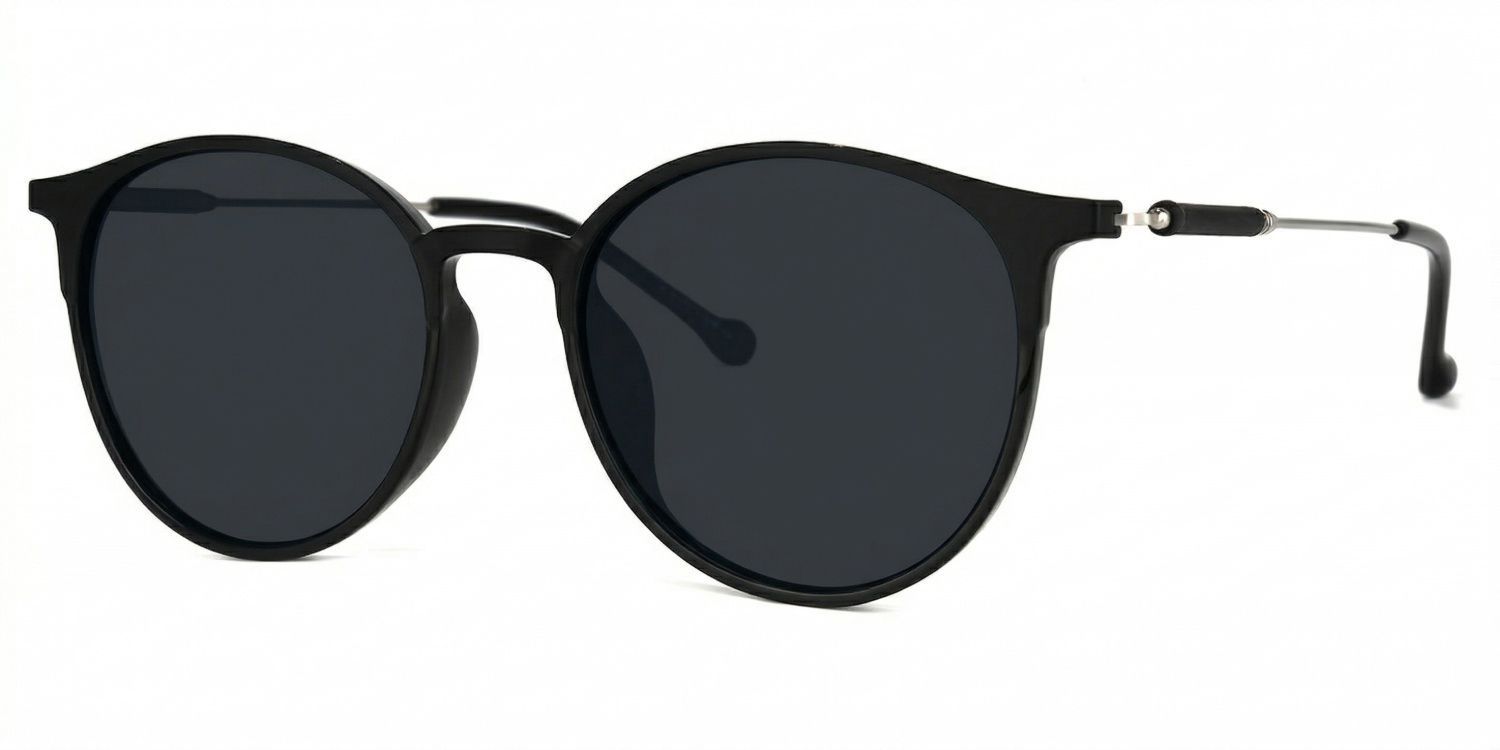 Gamble Round Black Sunglasses for Women & Men | ZEELOOL CA1