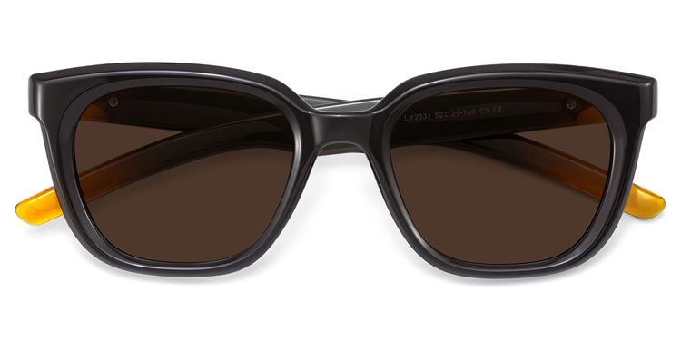 Lyric Black Yellow Rectangle Sunglasses