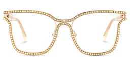 Shine Gold White Square Glasses1