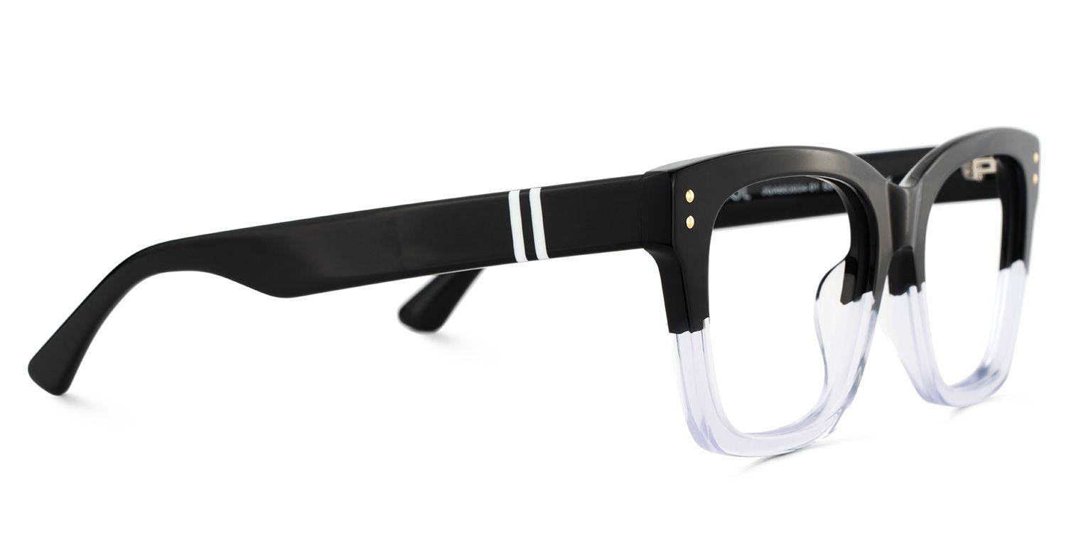 Rectangle Black Clear Eyeglasses- Gaydeh Acetate Frame Glasses4