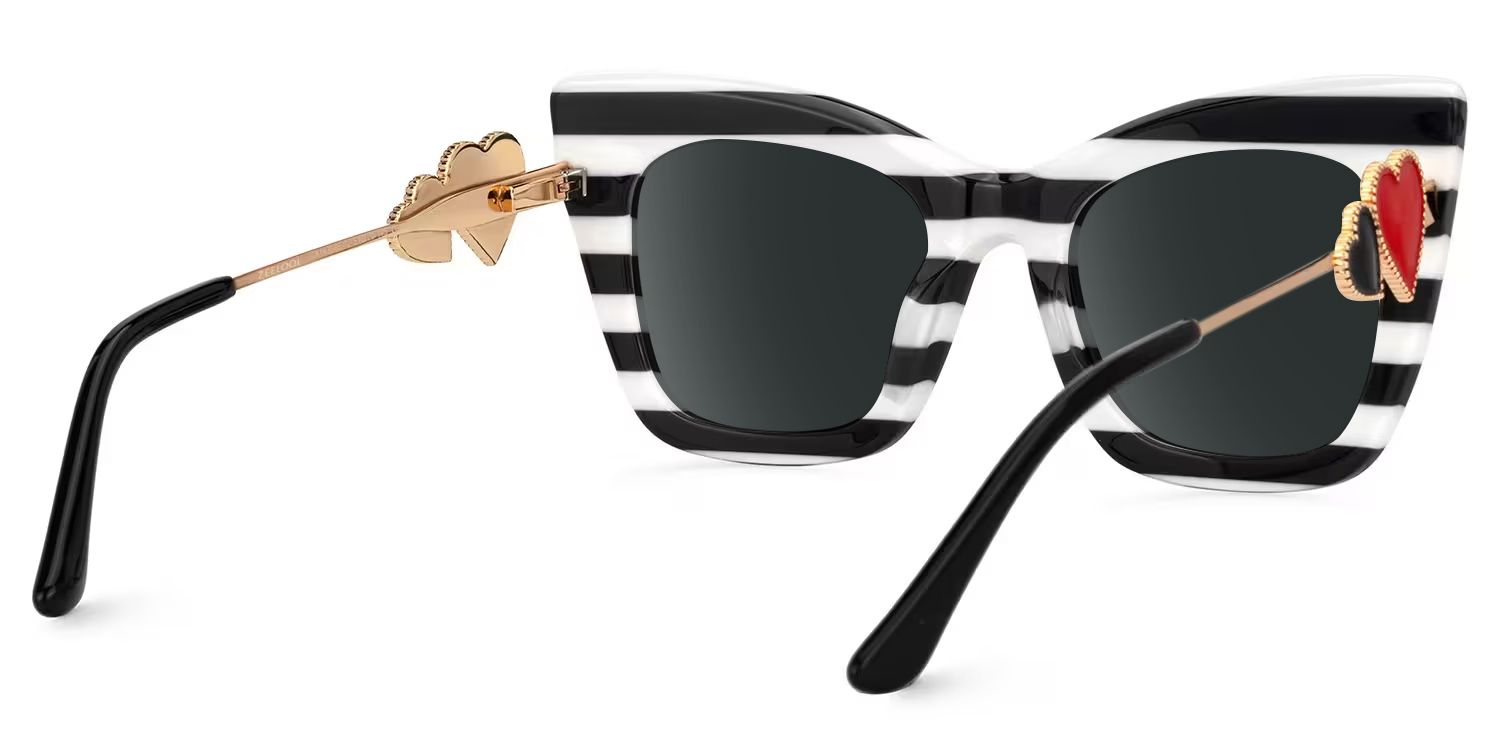 Cagle Cat Eye Black-White Full Rim Sunglasses | ZEELOOL CA3