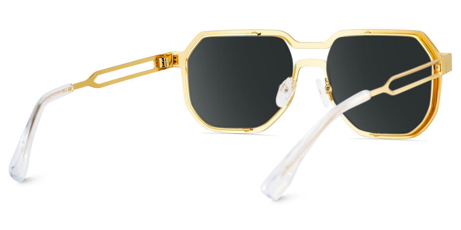 Hype Gold Frame Sunglasses with Geometric Style | ZEELOOL CA5