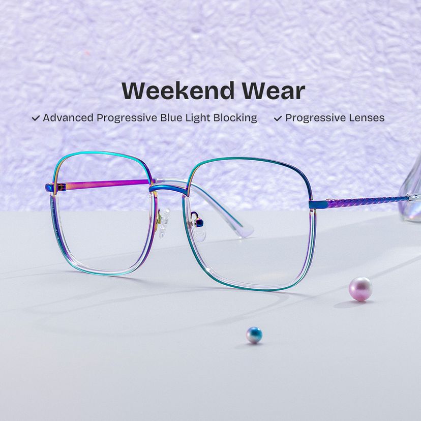Wade Iridescent Square Glasses