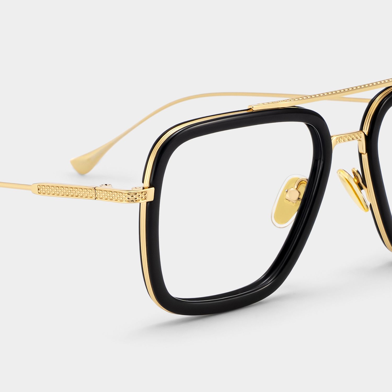 Gifford Aviator Black Frame Glasses with Gold Trim4