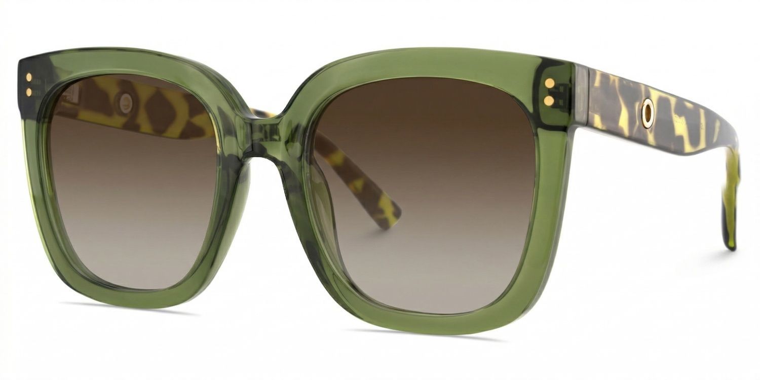 Ebony Green Tortoise Square Polarized Sunglasses for Driving | ZEELOOL CA2