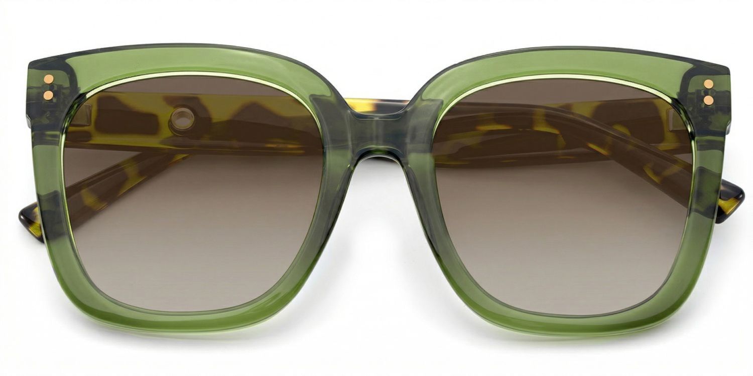 Ebony Green Tortoise Square Polarized Sunglasses for Driving | ZEELOOL CA1