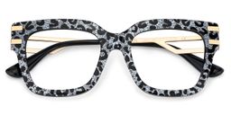 Lidia Gray Leopard Square Glasses2