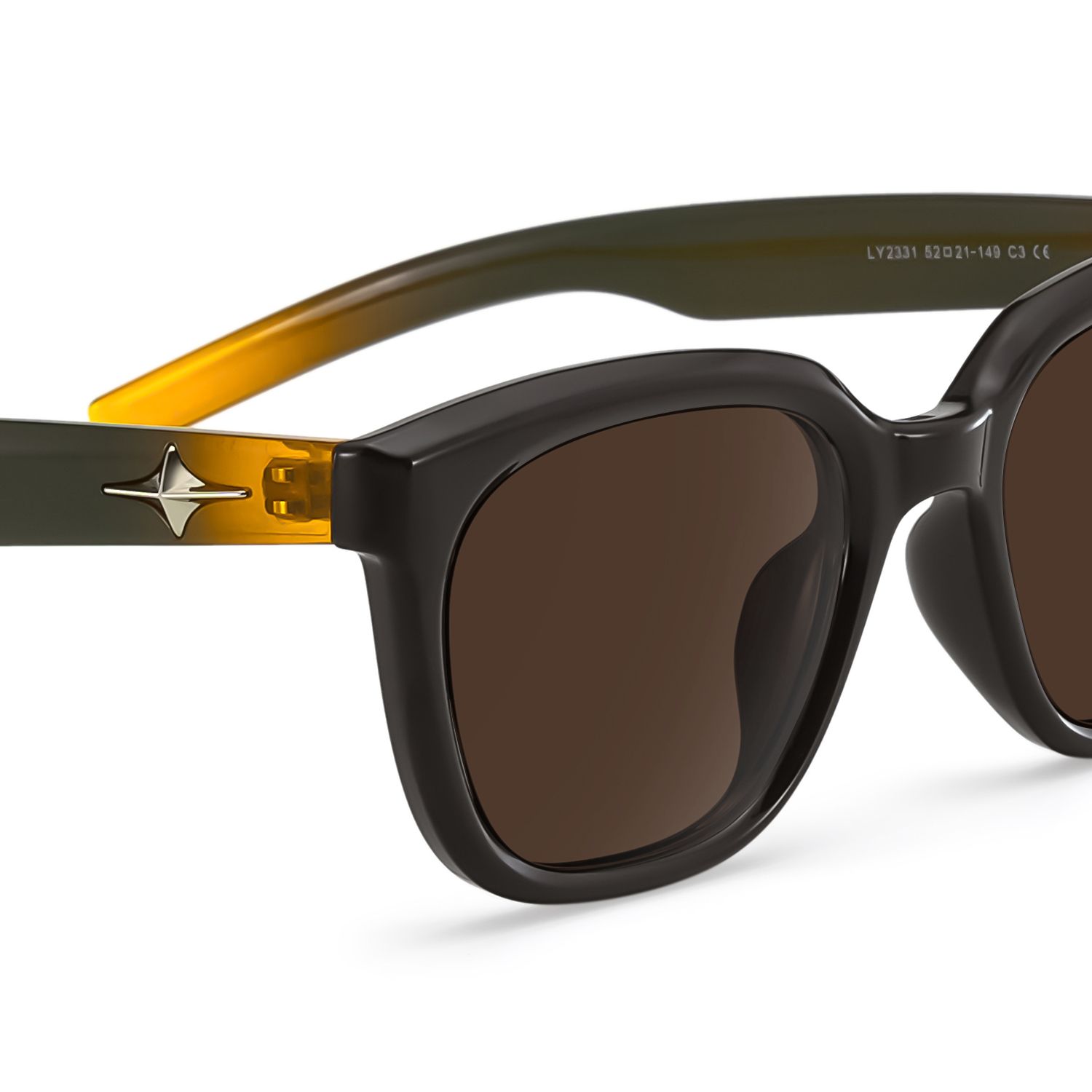 Lyric Black Yellow Rectangle Polarized Sunglasses for Driving | ZEELOOL CA4