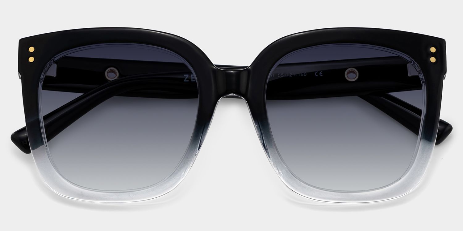 Ebony Black Clear Frame Sunglasses with Square Style | ZEELOOL CA1