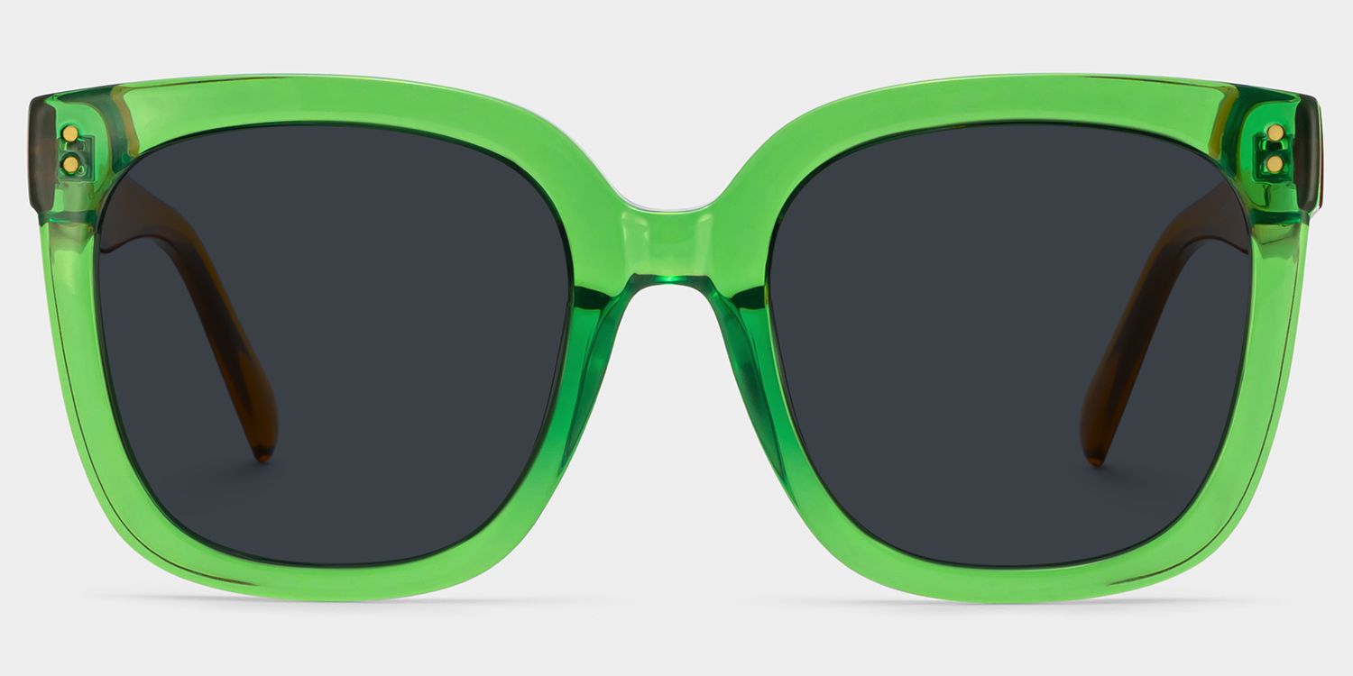 Ebony Square Sunglasses with Tr90 Green Frames | ZEELOOL CA0