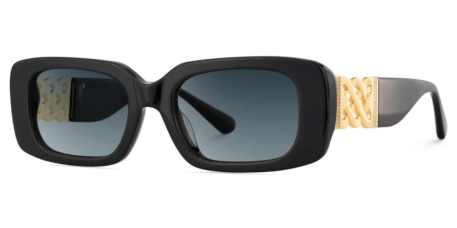 Jonas Rectangle Black Full Rim Sunglasses | ZEELOOL CA2