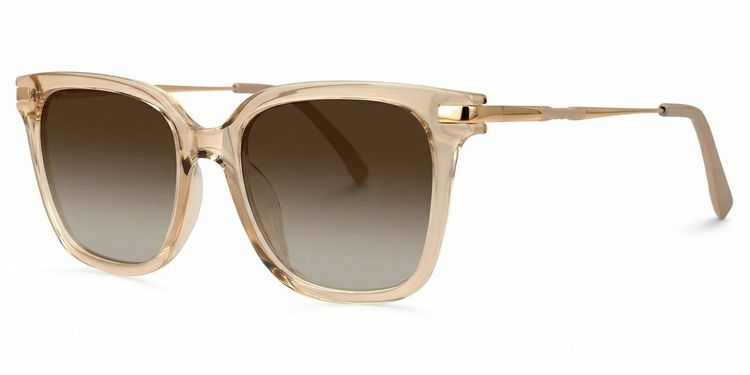 Jacqui Beige Rectangle Sunglasses