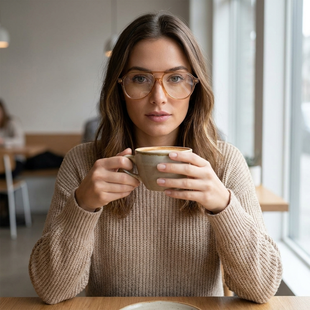 Drew Tan Clear Brown Aviator Glasses for the Female | ZEELOOL6