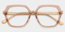 Devon Beige Geometric Glasses1