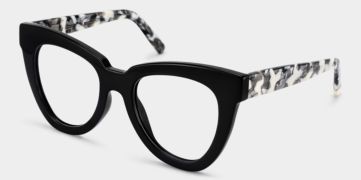 Yaser Cat-eye Black Eyeglasses and Acetate Frames3