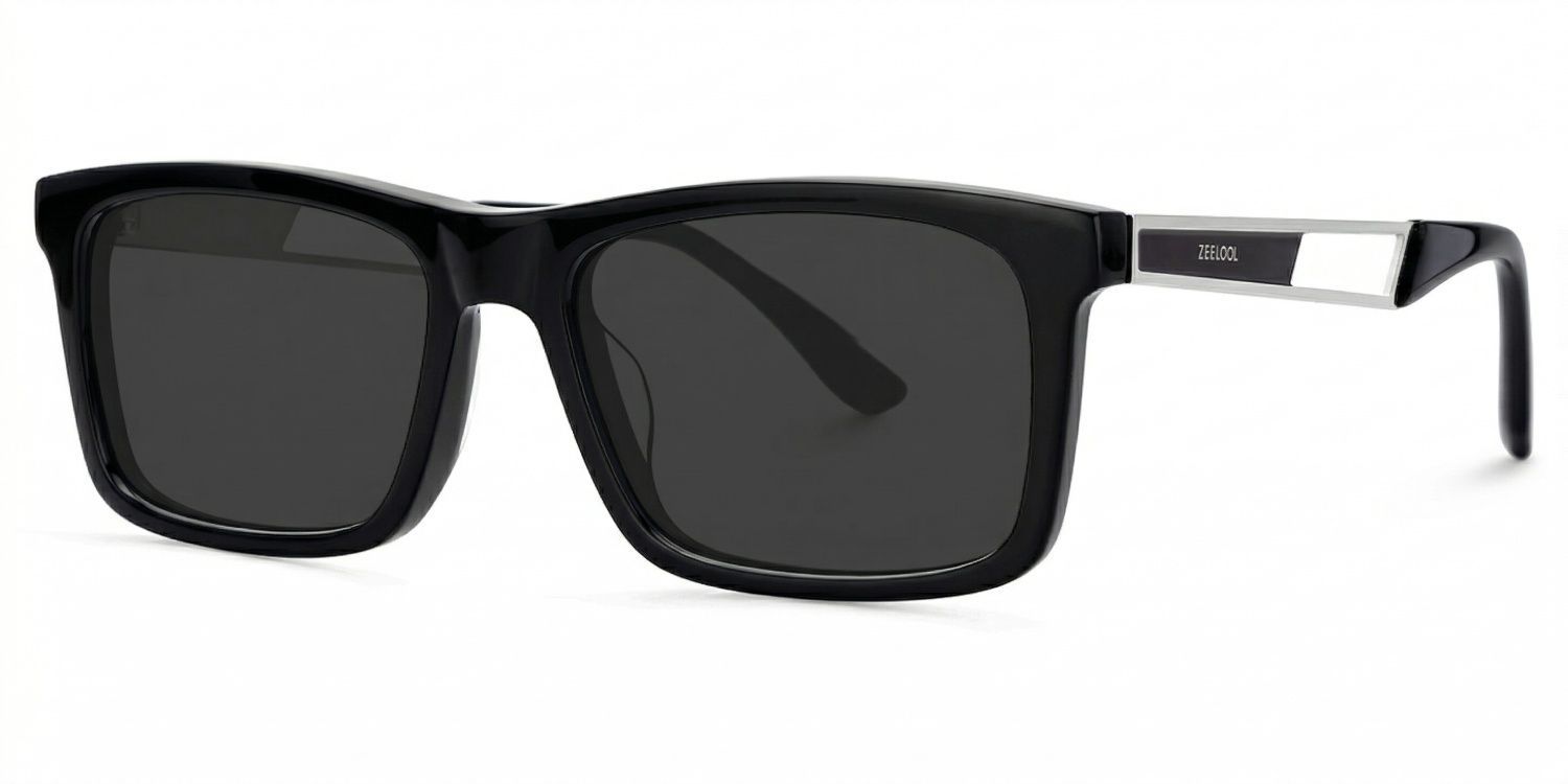 Osvaldo Rectangle Black Full Rim Sunglasses | ZEELOOL CA2