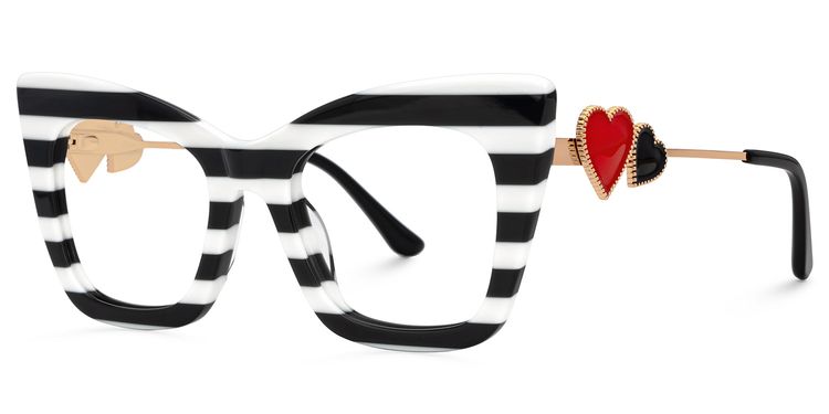 Cagle Black-White Cat eye Glasses